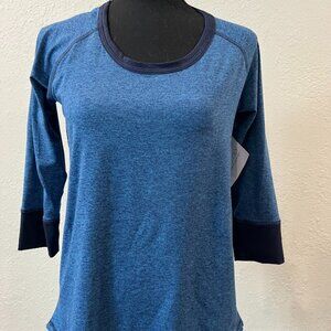 Shredly Mountain Bike T shirt Honeycomb 3/4 MTBJ400 Ocean Blue Sz M